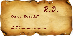 Rencz Dezső névjegykártya